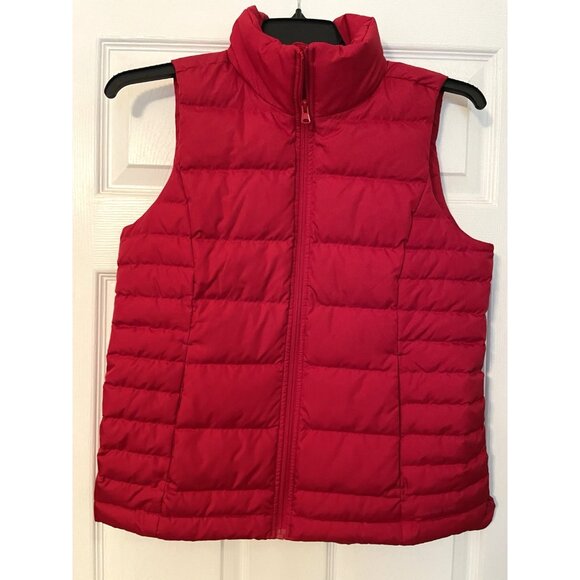 Lands End Down Puffer Vest Size Small Quilted Red Pockets Full Zip Logo - Picture 1 of 8